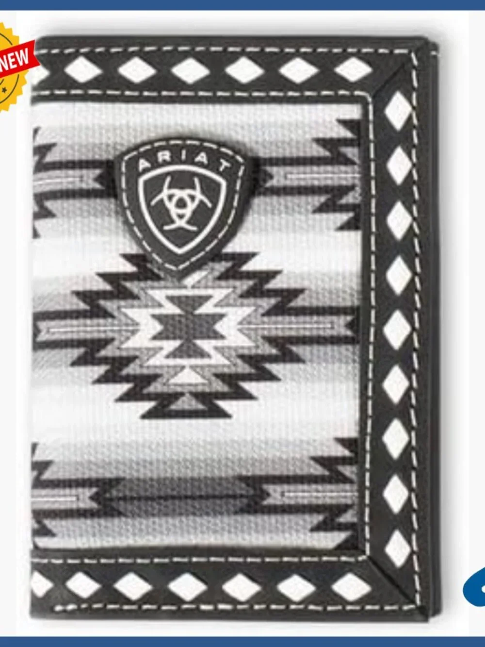 Men's Trifold Leather Wallet with Diamond Lace Western Design